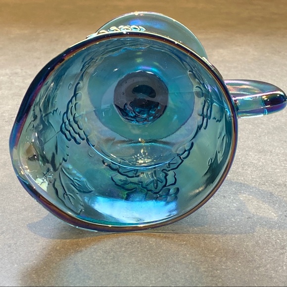 Colony Glass Harvest Grape Footed Cream Blue Carnival - Picture 5 of 8